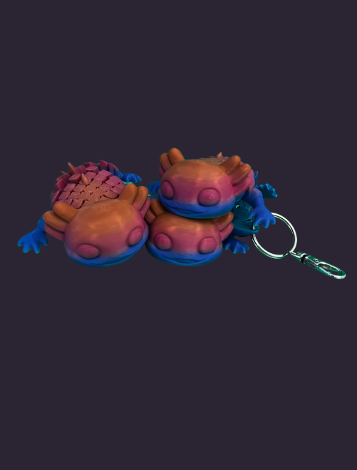 Ashley der Axolotl – 3D-gedrucktes PLA-Figur mit Farbverlauf + Schlüsselanhänger – Bild 3