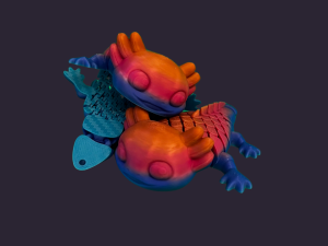 Ashley der Axolotl – 3D-gedrucktes PLA-Figur mit Farbverlauf + Schlüsselanhänger