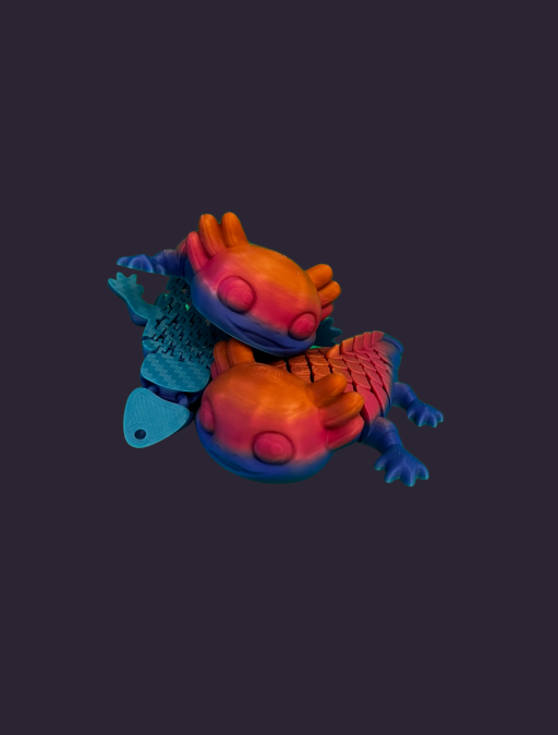 Ashley der Axolotl – 3D-gedrucktes PLA-Figur mit Farbverlauf + Schlüsselanhänger