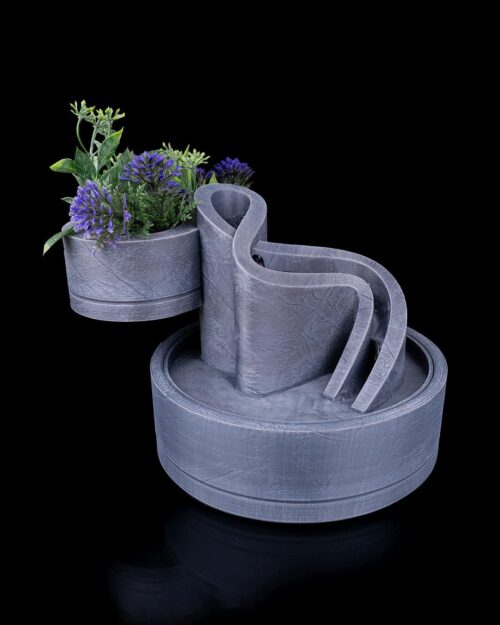 Zen Tischbrunnen mit Pflanzgefäß – 3D-gedruckter Indoor Wasserbrunnen ohne Pumpe – Deko für Zuhause & Büro