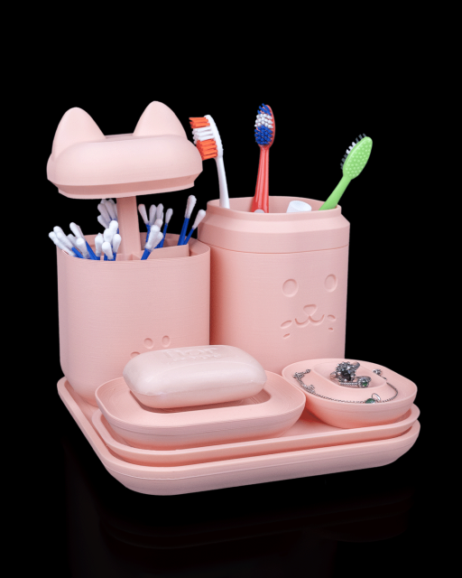 Bath Mood – Clean Kitty Kit | Verspieltes 3D-gedrucktes Badezimmer-Set mit Katzencharme – Bild 2