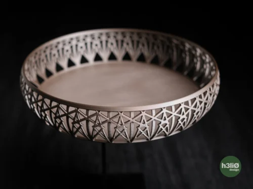 Runde 3D-gedruckte Deko-Schüssel mit geometrischem Gittermuster