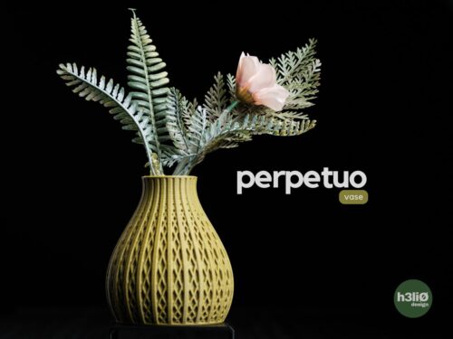 Perpetuo Vase – 3D-gedruckte Design-Vase mit filigranem geometrischem Muster (120 mm)