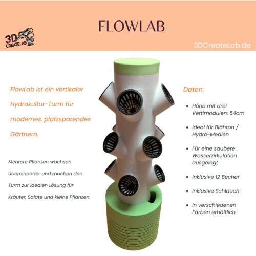 FlowLab – Hydrokultur Turm für Kräuter & kleine Pflanzen